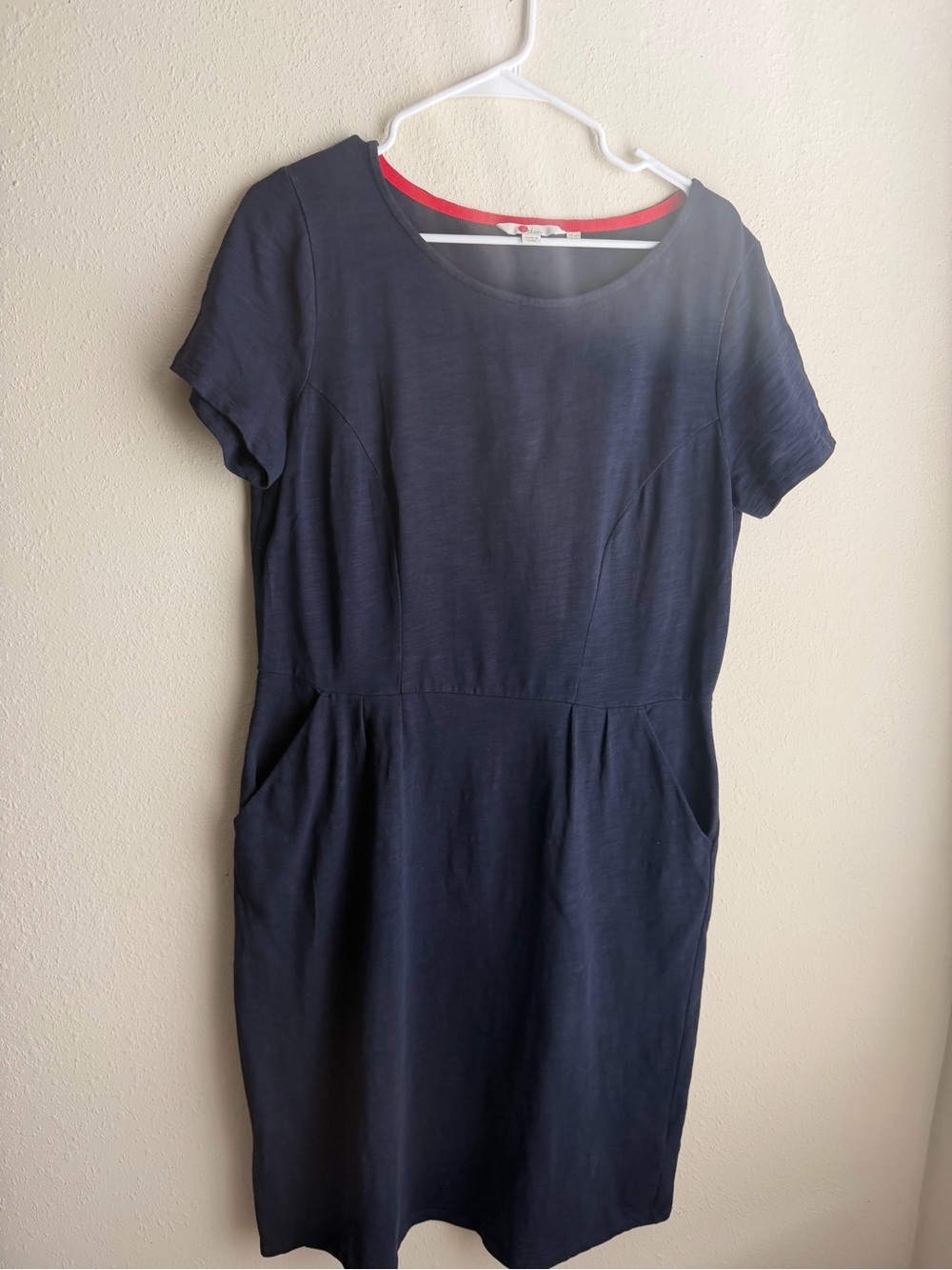 Boden Navy Midi Dress with Red Trim